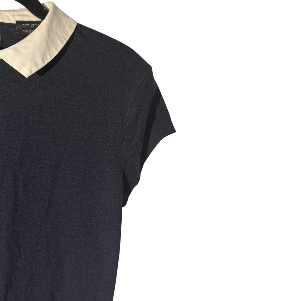 Ann Taylor Navy Blue Collared Short Sleeve Top Size XS - Picture 4 of 5
